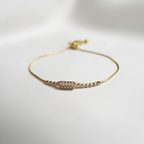 Gold Plated Pave Charm Toggle Bracelet With Cubic Zirconia Stones| Adjustable Bracelet For Girls