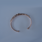 Double Band Open Cuff Bracelet| Clear Rectangular Baguette-Cut Stones| Central Open Circle Design| Lightweight Bracelet for women's