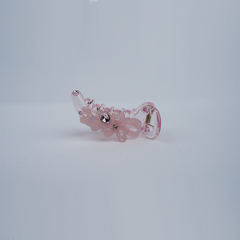 Elegant Pearlescent Flower Mini Banana Hair Claw Clip| Durable, Lightweight & Transparent Plastic Hair Clip For Women & Girls