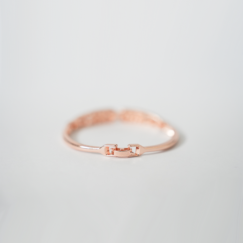 Rose Gold Toned Hinged Bangle Bracelet| Embellished With Lustrous White Pearls & Sparkling Cubic Zirconia| Lightweight Bracelet For Women's & Girls