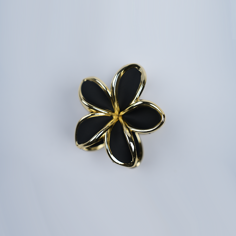 Gold Plumeria Flower Hair Clip| Plastic Flower Design With A Gold-Toned Trim| Hawaiian Style Hair Accessory