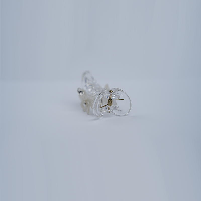 Elegant Pearlescent Flower Mini Banana Hair Claw Clip| Durable, Lightweight & Transparent Plastic Hair Clip For Women & Girls